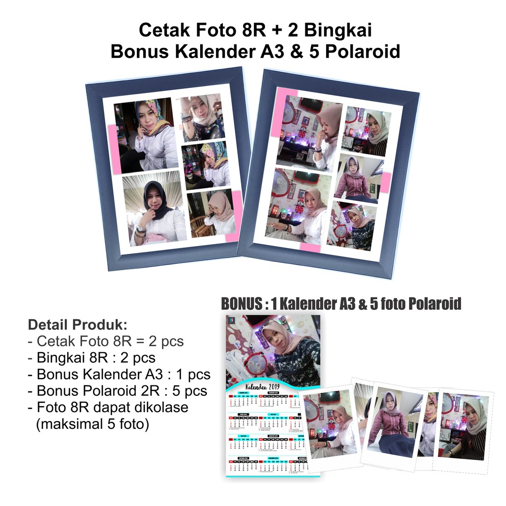 CETAK FOTO 8R + 2 FIGURA + BONUS KALENDER A3