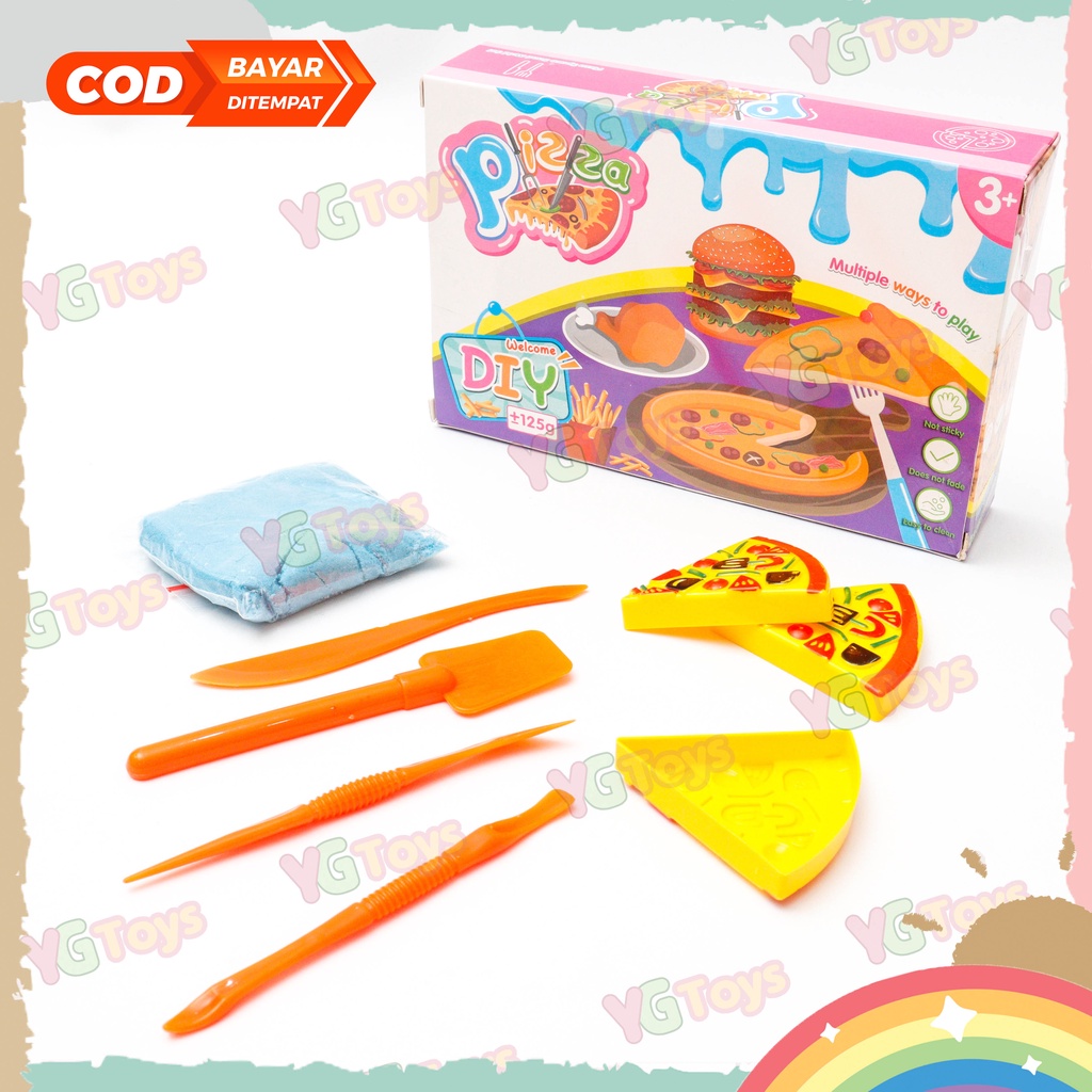 YGtoys Mainan Pasir Anak 1 Set Pizza Pasir Kinetik Ajaib dan Cetakan Eskrim Pasir Pantai