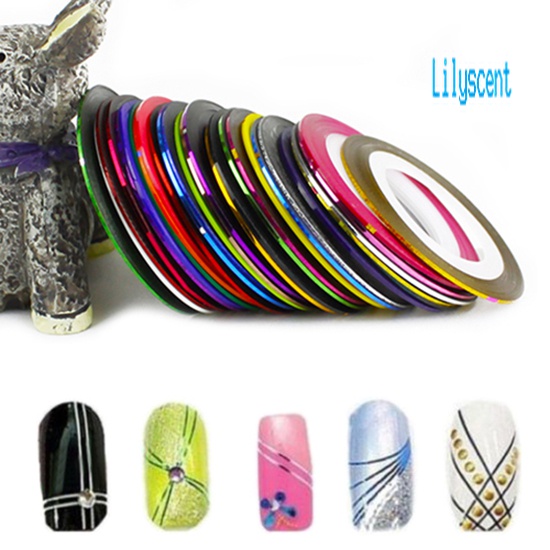 Lily 30pcs / Set Stiker Tape Garis Warna Campur Untuk Dekorasi Nail Art DIY