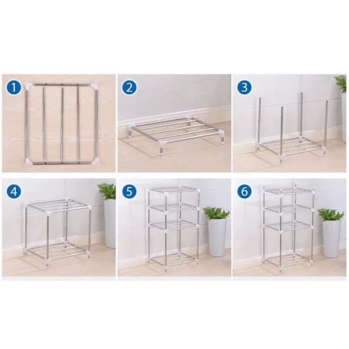 Rak Panci Dapur Rak Dapur stainless steel 5 Susun Pantry BONUS 6 HOOK Rak Dapur Serbaguna