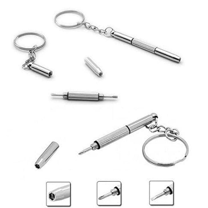 Gantungan kunci obeng 3in1 plus minus mini Reparasi Kacamata keychain Isi 5 Pcs