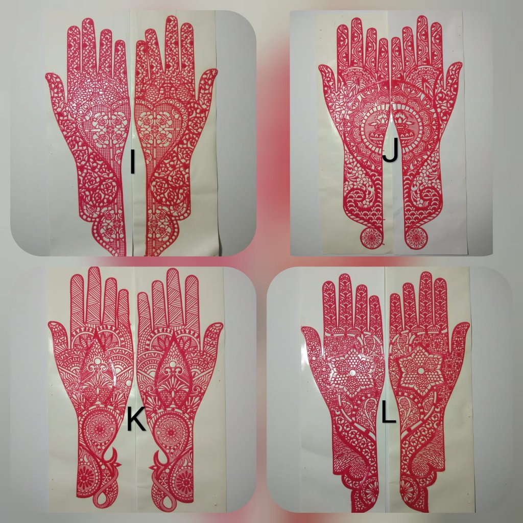 CETAKAN HENNA TANGAN KARET STENCIL