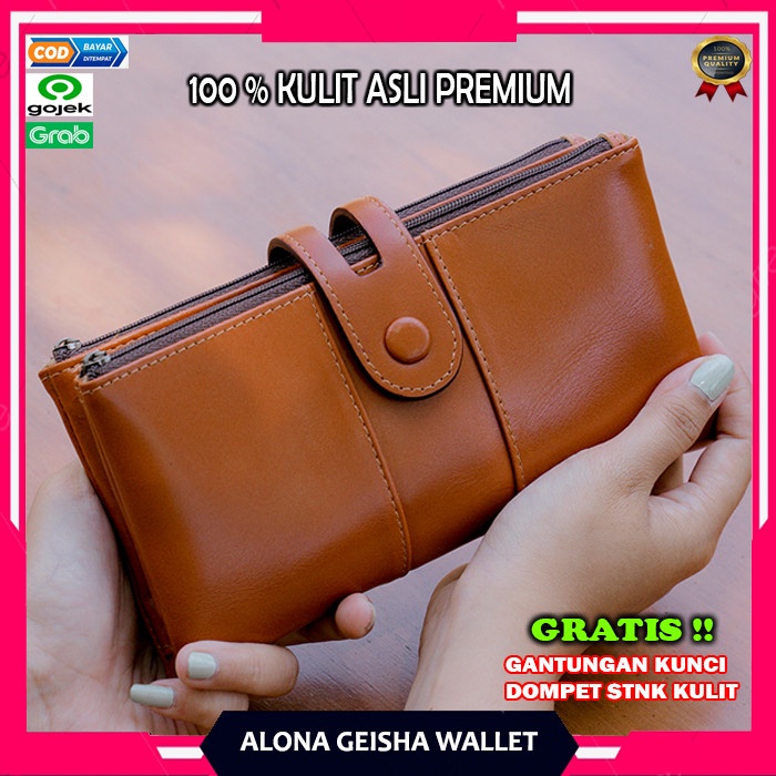 Dompet Wanita Kulit PREMIUM ALONA GESHIA - Tan