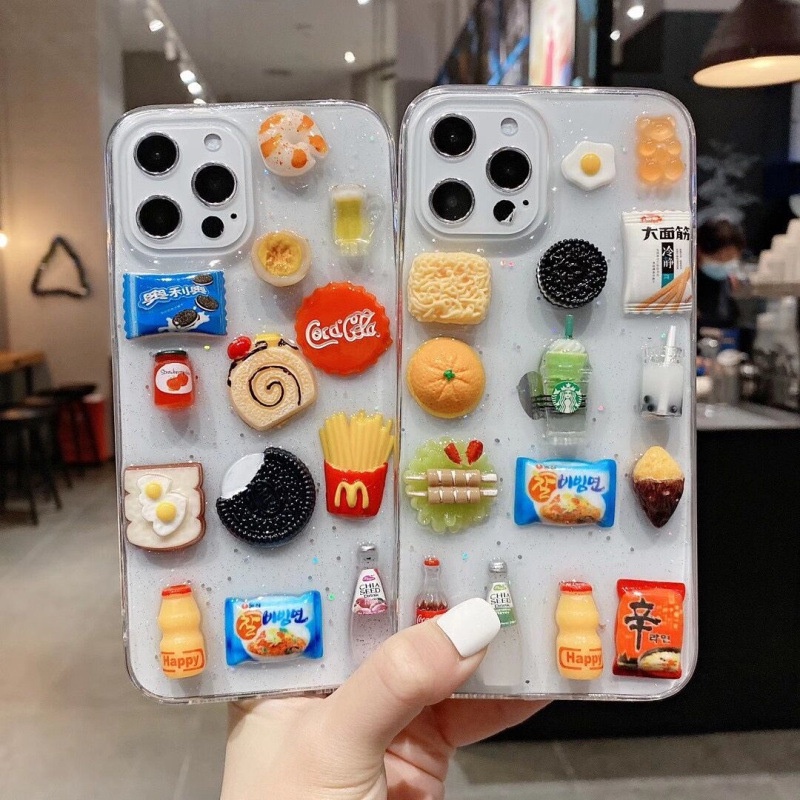 Casing iPhone 13 12 11 Pro MAX Mini X XS MAX XR SE 2022 2020 7 8 Plus Motif Makanan Ringan