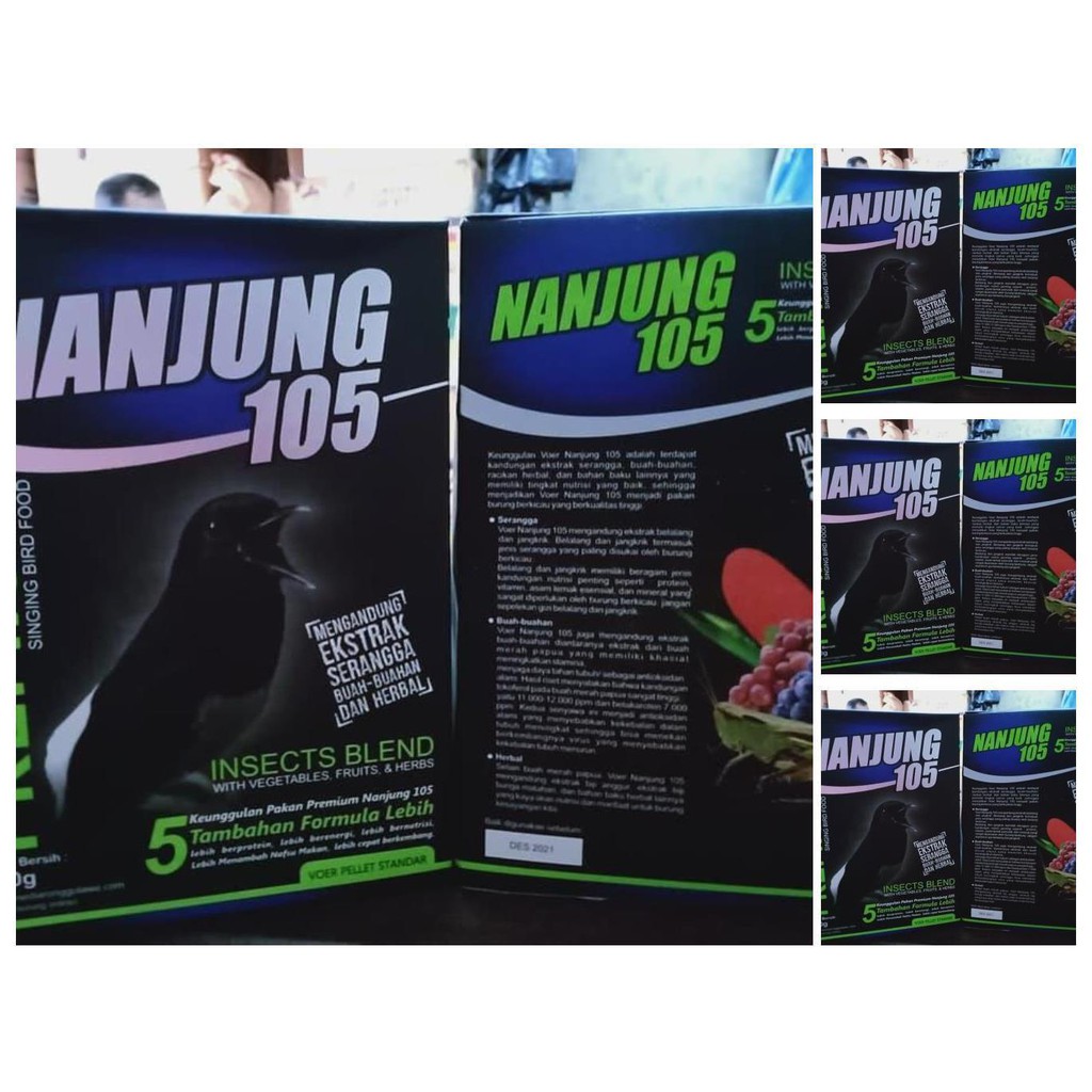 nanjung 105 voer pelet ebod jaya pakan burung juara murai kacer kicaua