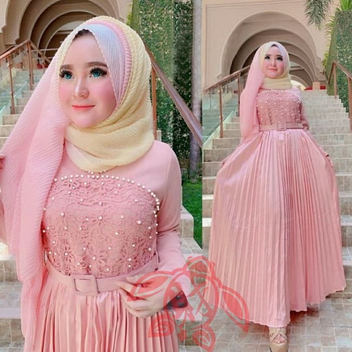 REAL PICTURE AL ZEERA POLKA GAMIS SYARI 1SET LENGKAP DENGAN KHIMAR BAHAN MOSCPRE TERMURAH I.8413744.