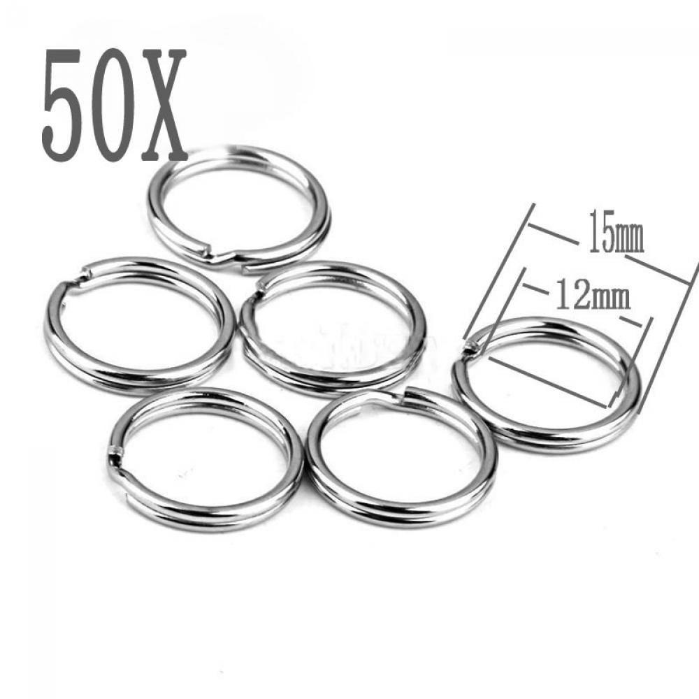 Lily 50PCS Split Key Ring 15mm Konektor Jepit Stainless Steel