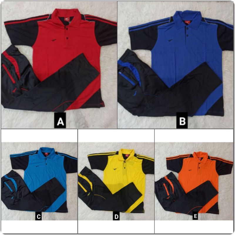 Setelan baju kerah guru olahraga lengan pendek celana training guru - setelan baju kerja guru