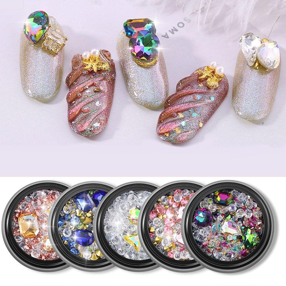 Manik-manik Kaca Berlian Imitasi Charms 3D Untuk Dekorasi Nail Art