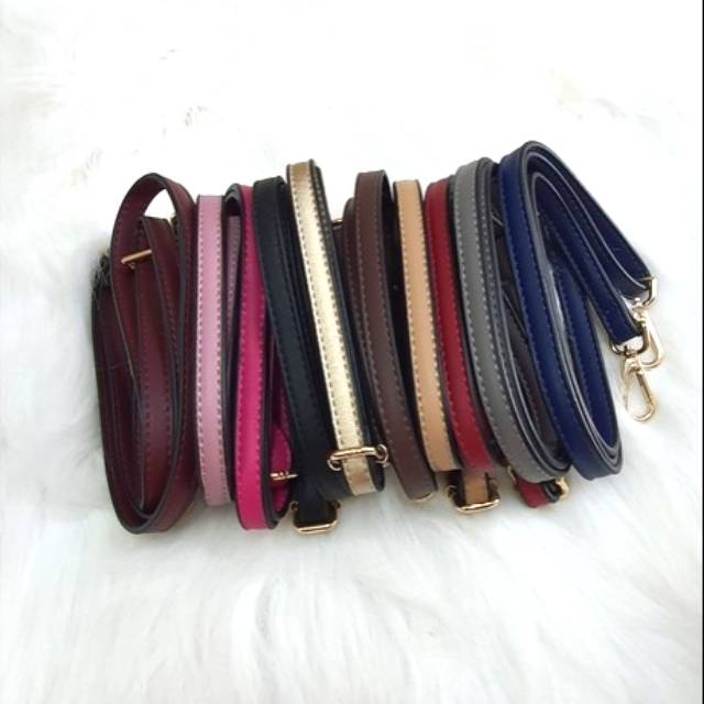 Bagstrap 1cm adjustable polos PU Leather tas tali panjang strap tas slim