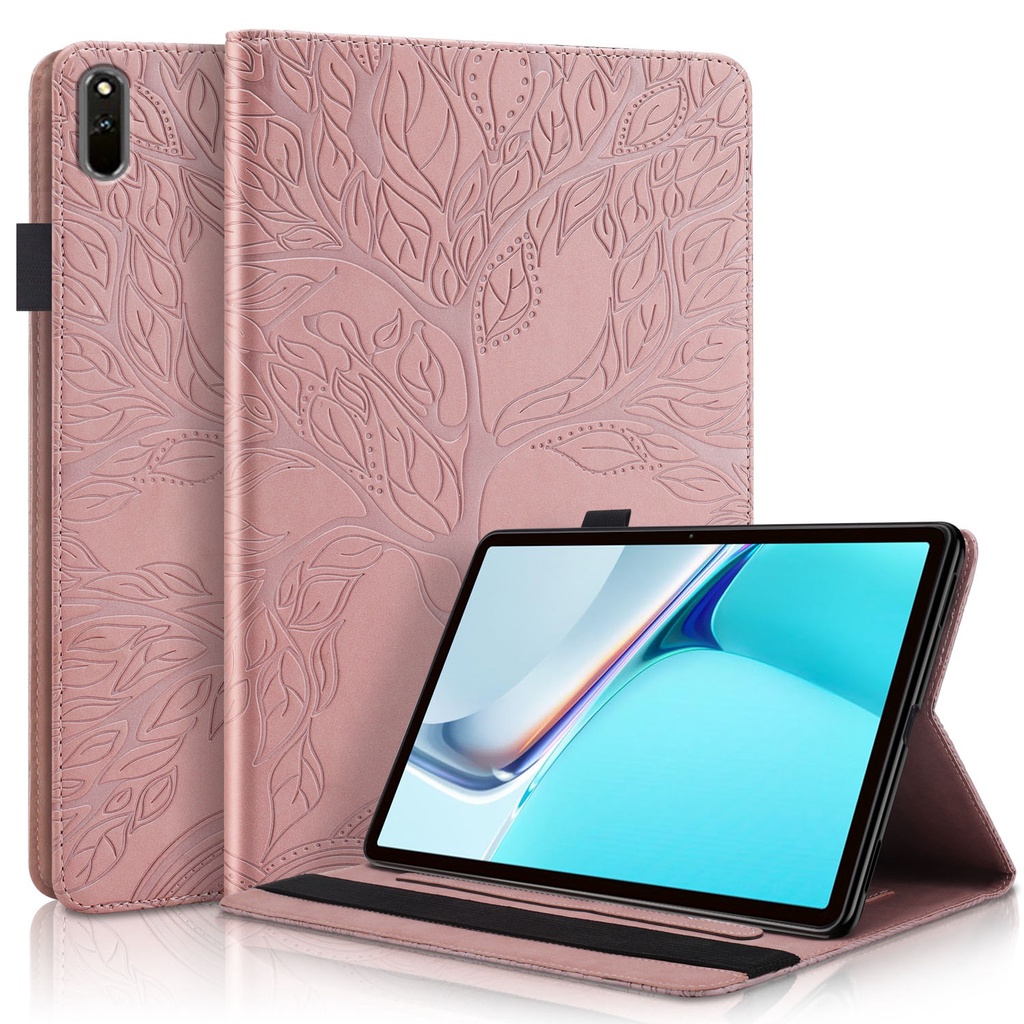 Casing Tablet Gaya Pohon 3D Untuk Huawei MatePad 11 2021 10.95 Inci Bahan Kulit PU Stand Flip Cover Pen Holder