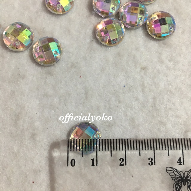 ( BELI 10 BUNGKUS GRATIS 1 ) Manik Resin Permata Bundar Pelangi 12mm (isi 8pcs)