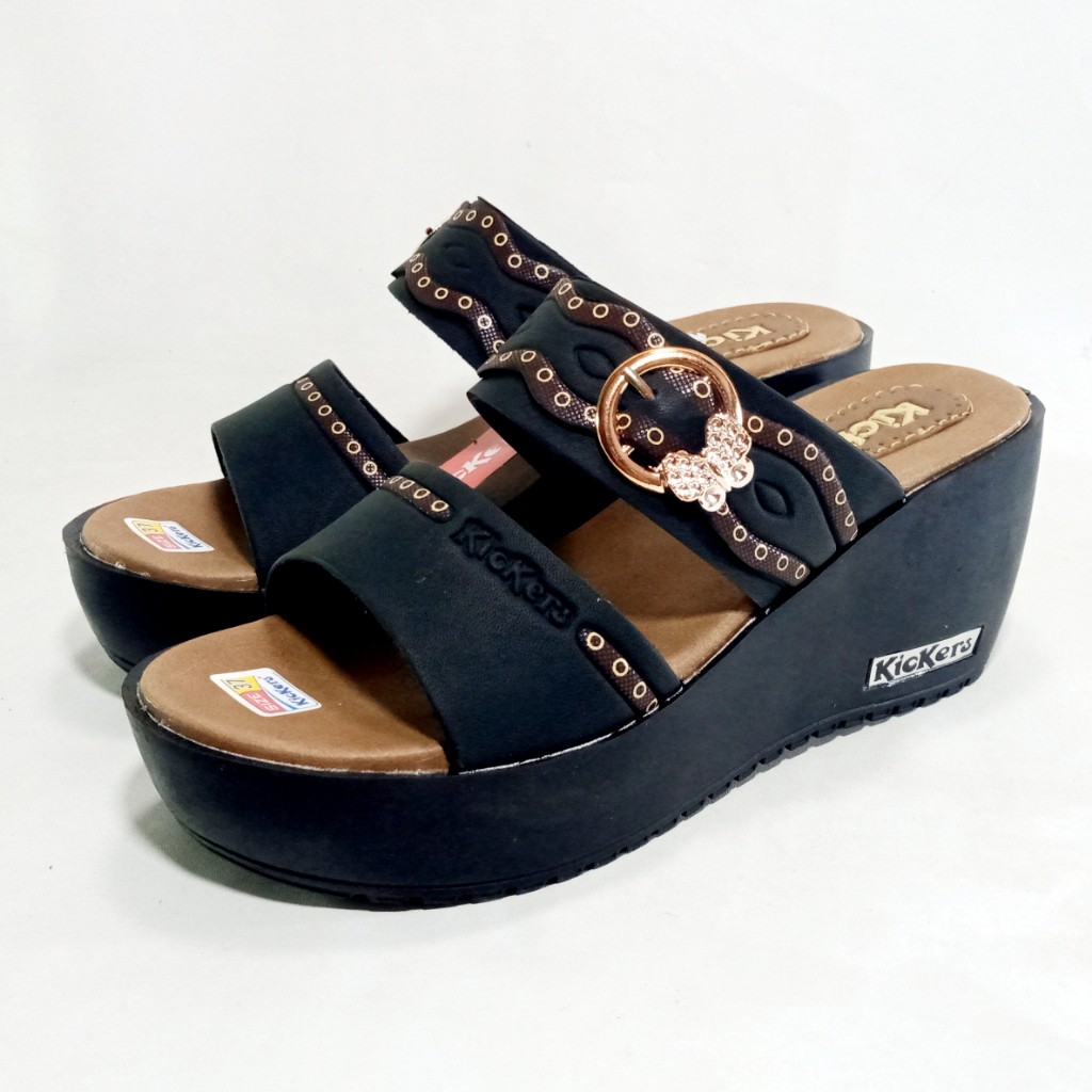 Kickers CB.02 Sandal Wanita Selop Wedges Tebal Hak 7cm Size 37-40