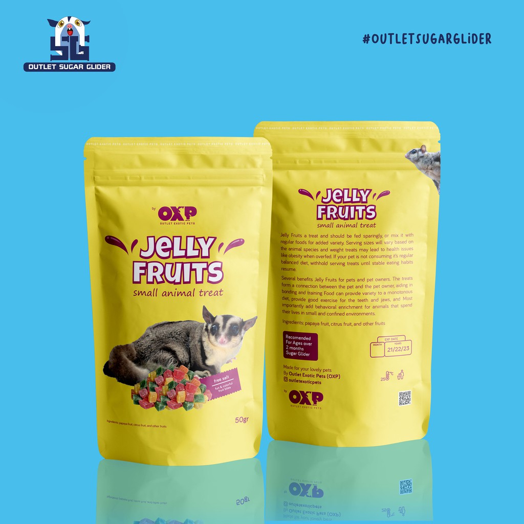 JELLY FRUITS SNACK CEMILAN BUAH KERING SUGAR GLIDER / HAMSTER FRUITY