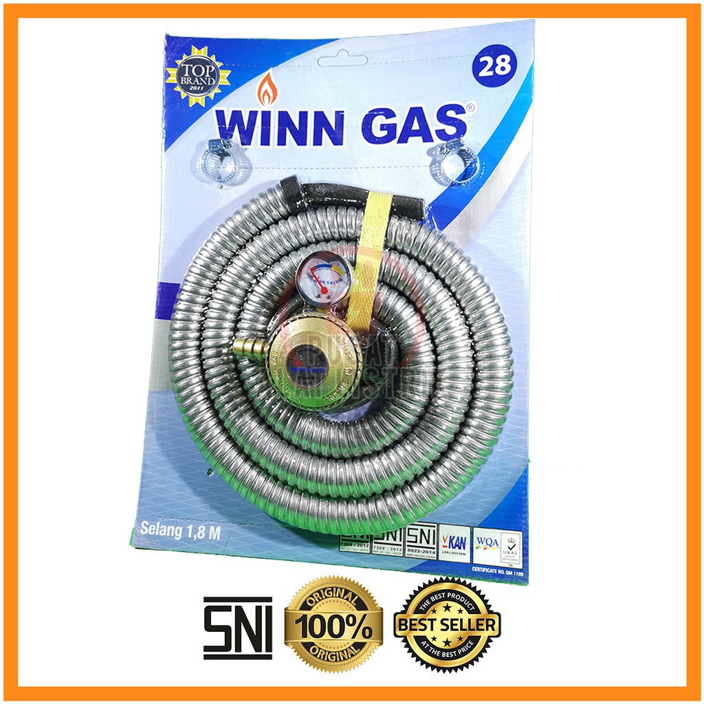 SELANG GAS + REGULATOR METER PAKET WINN GAS WIN GAS W28 W 28 1.8 METER / 1.8 M SNI