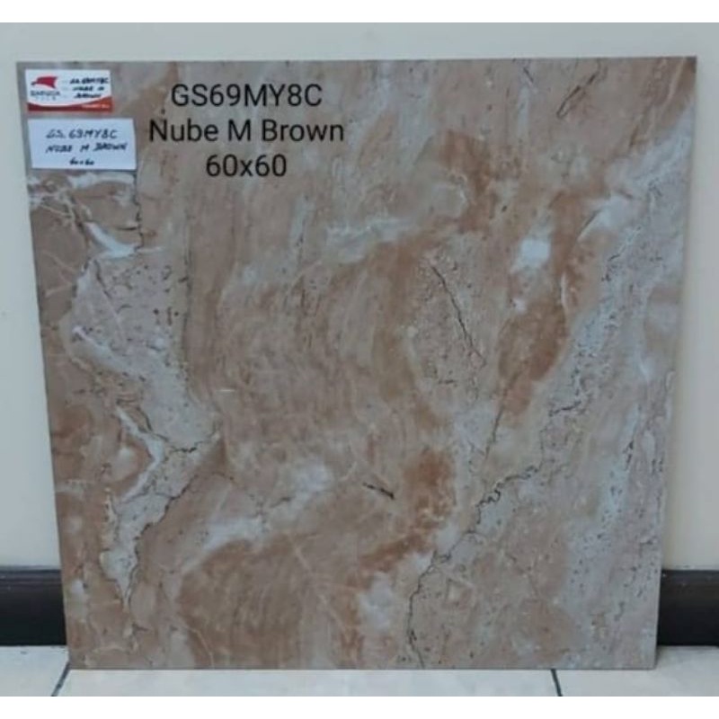 GRANITE LANTAI 60X60 NUBE M BROWN/ GLOSSY/ GARUDA