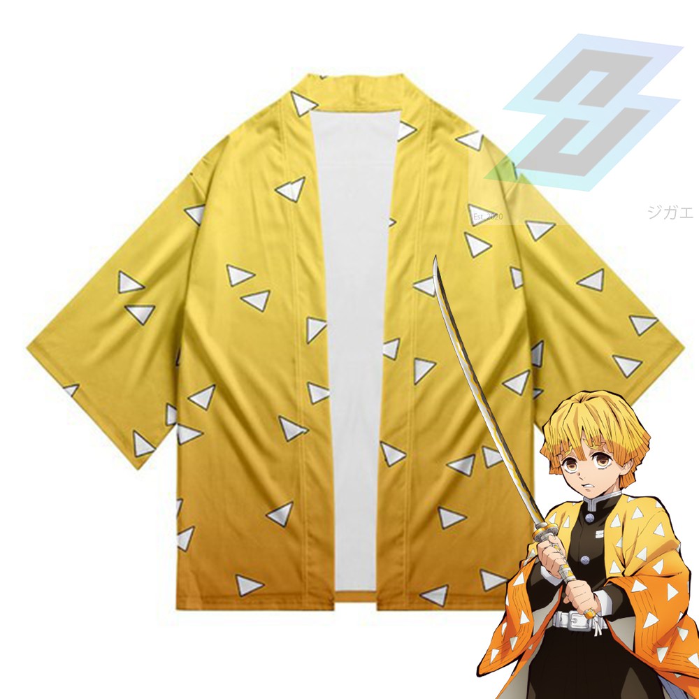 Baju Jepang Cosplay Kimono Kimetsu Yaiba Demon Slayer - Haori Zenitsu