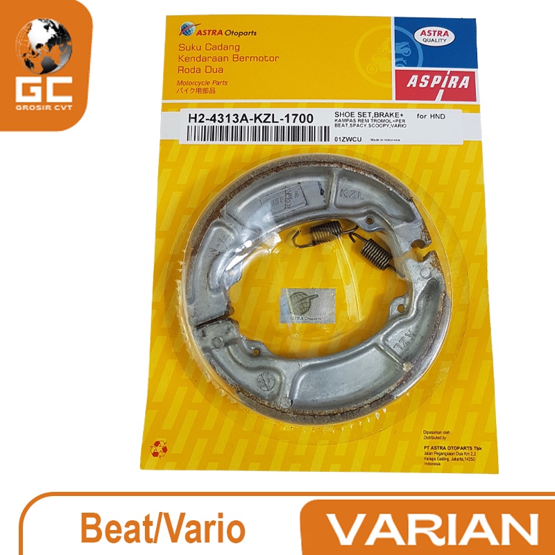 Aspira Kampas Rem Tromol Belakang Vario beat Scoopy spacy Genio Deluxe Fi ESP LED Techno Karbu 110 125 150 155 H2-4313A-KZL-1700