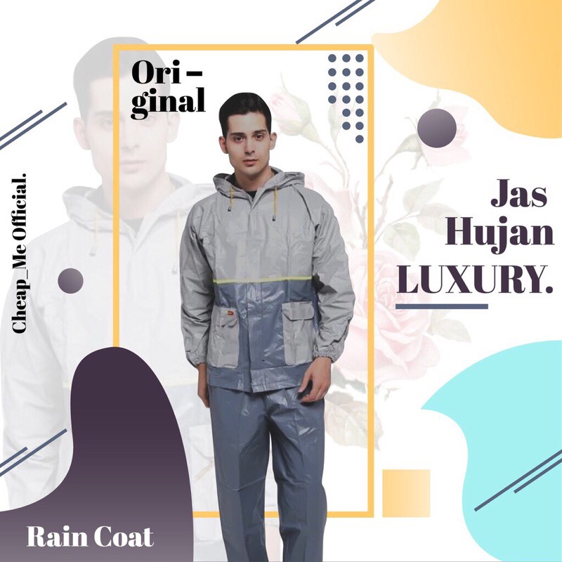 Jas Hujan Setelan Jaket Celana Luxury Gajah (Elephant)Jas Hujan Bahan 100% PVC Tebal Ukuran All Size