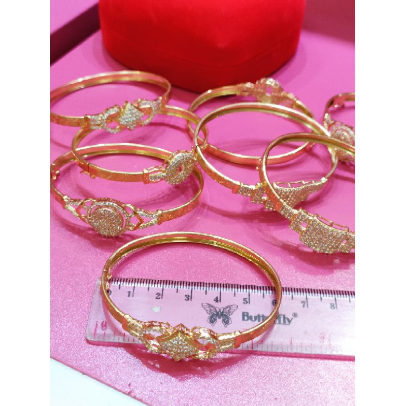 GELANG KERONCONG DEWASA OVAL MATA ( PERAK 925 ) LAPIS EMAS 24K