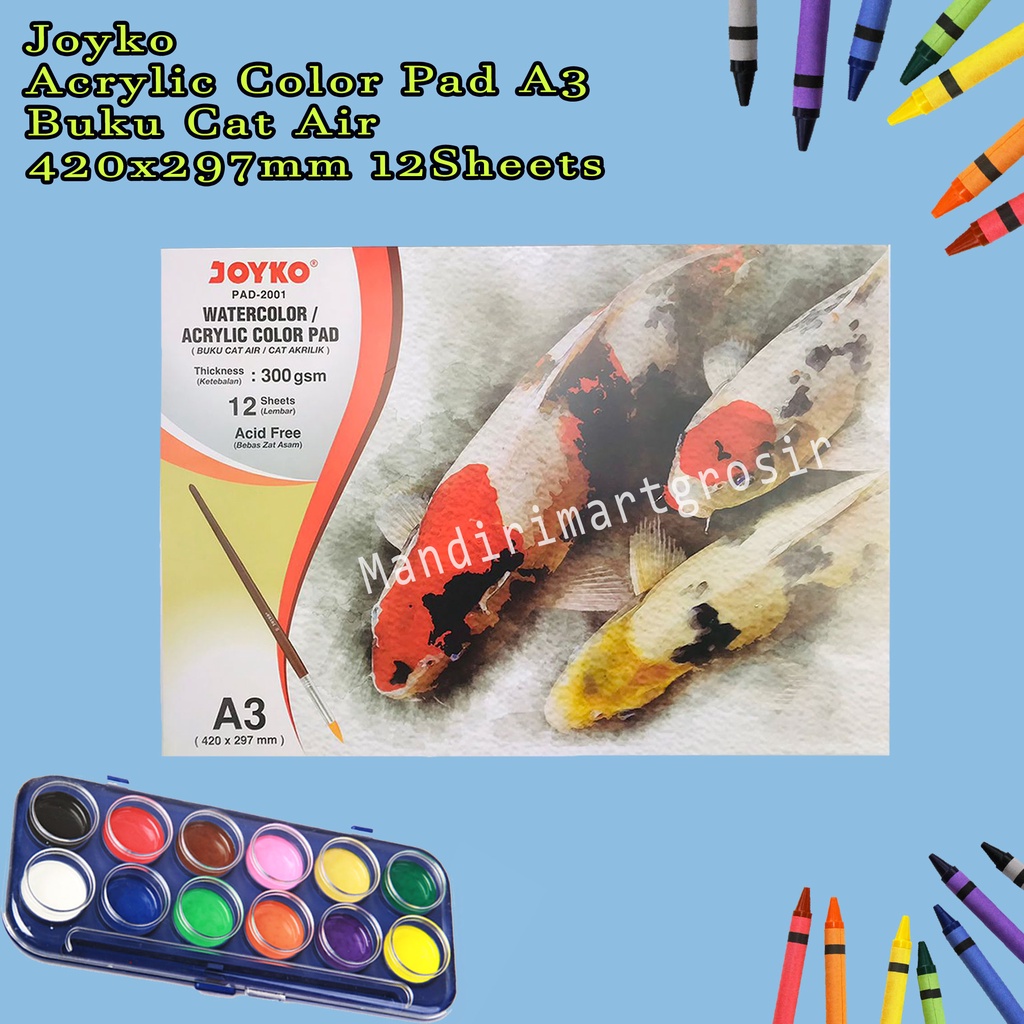 Acrylic Color Pad A3 *Joyko * Buku Cat Air * 420x297mm 12Sheets