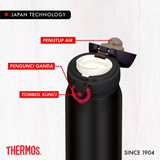 Thermos JNL-752 Stylish One Push Tumbler 750ml - Matte Black 0.75L thermos hitam