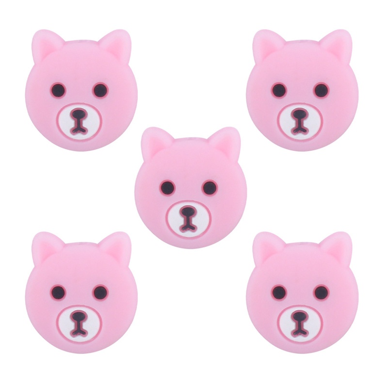Mary 5pcs / set Klip Rantai Manik Silikon Desain Kartun Kepala Beruang Holder Dot Empeng / Kalung