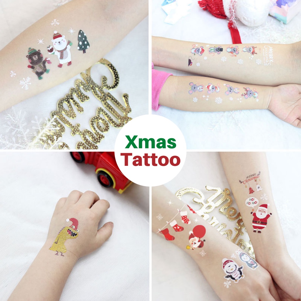 White Stiker Xmas Tattoo | Tato Temporer Natal | Waterproof