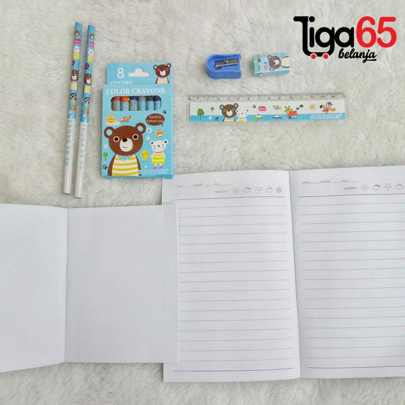 365 Buku &amp; Alat Tulis / STATIONARY SET #40274 Alat Tulis Gambar Karakter Fancy  Pouch Mika