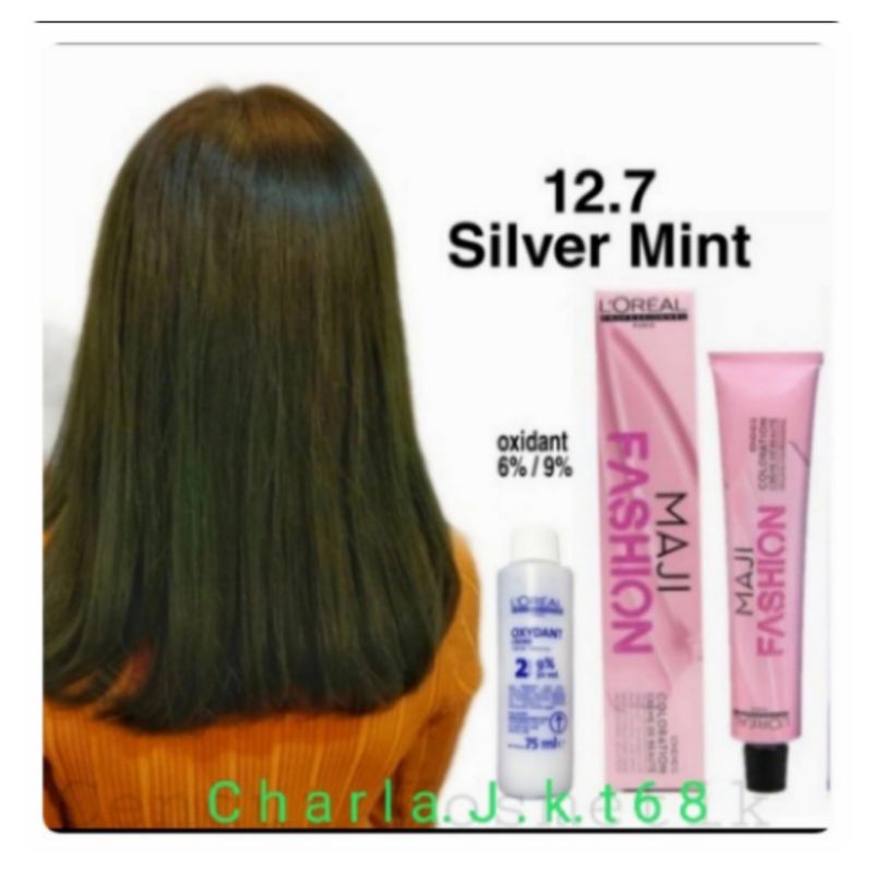 LOREAL MAJIFASHION 12.7 MINT SILVER, HAIR COLOR CAT RAMBUT MAJI FASHION. PEWARNA RAMBUT