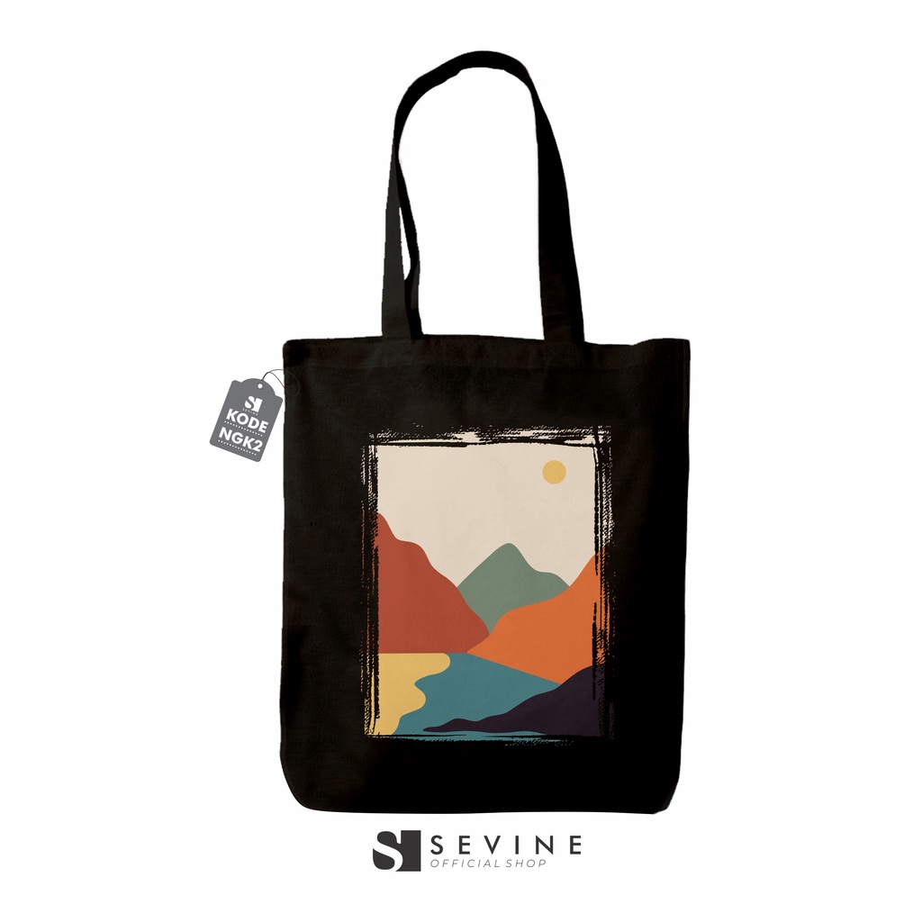 Sevine Tas Wanita Tote Bag Resleting Drill Totebag Laptop Abstrak Girl Watercolour  Black Series - NGK 2