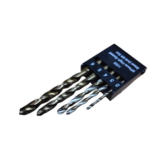 Mata Bor BESI  Set / Wood Drill Set 5pcs/Mata Bor Besi HSS Set Steel Drill Bit High Speed 2-3-4-5-6mm 5pcs