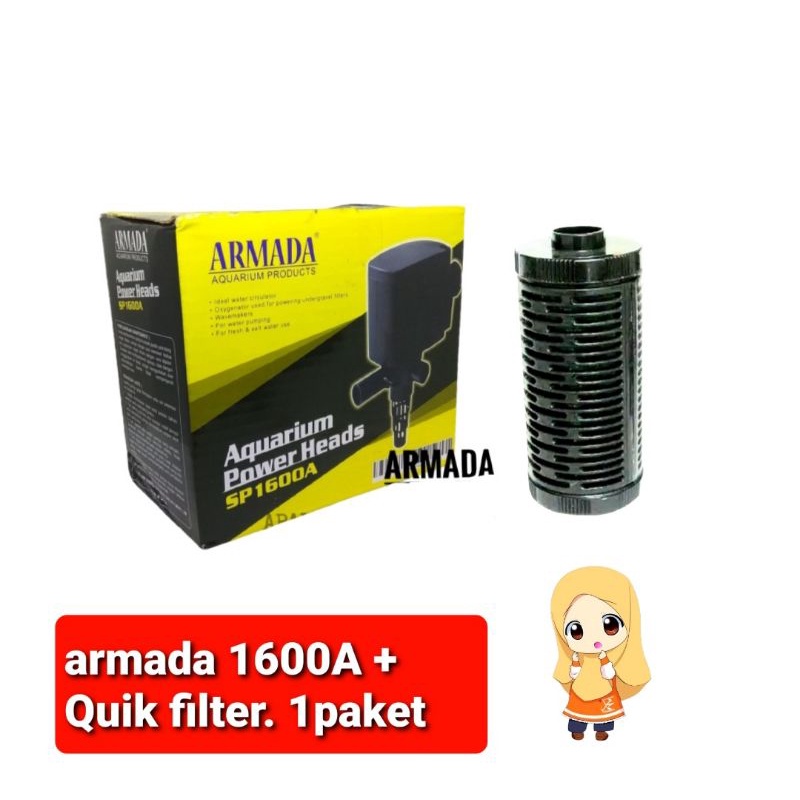 pompa celup air aquarium ARMADA 1600A+SELONGSONG QUIK