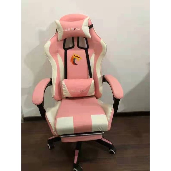 Bangku Gaming Kursi Gaming Chaho Chair Kursi Kerja Hidrolik Horizontal Footrest Kursi Balap-323 Pink Foot