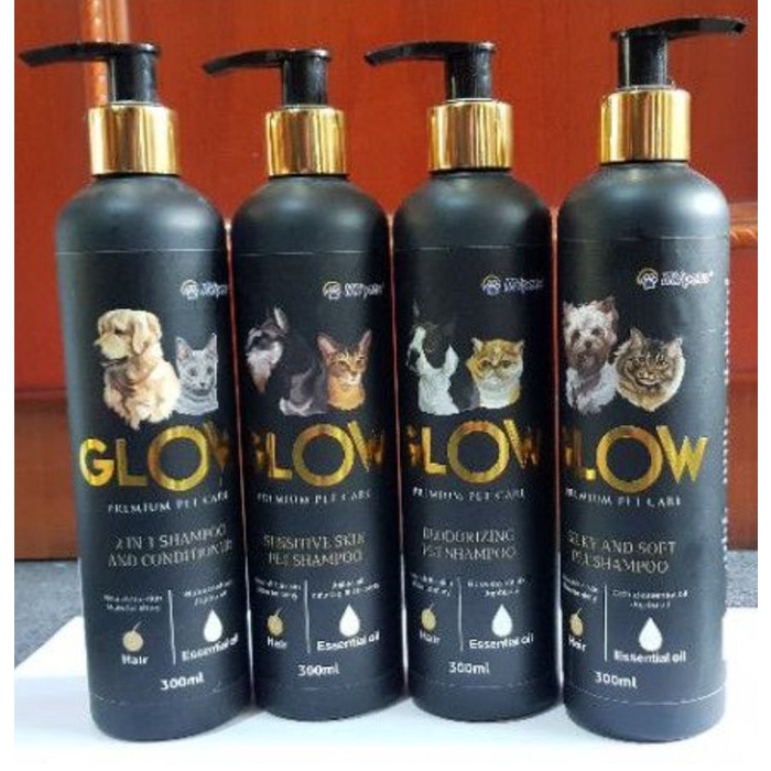 Shampo kucing Glow Premium Pet Care 300ml shampo hewan anjing kucing