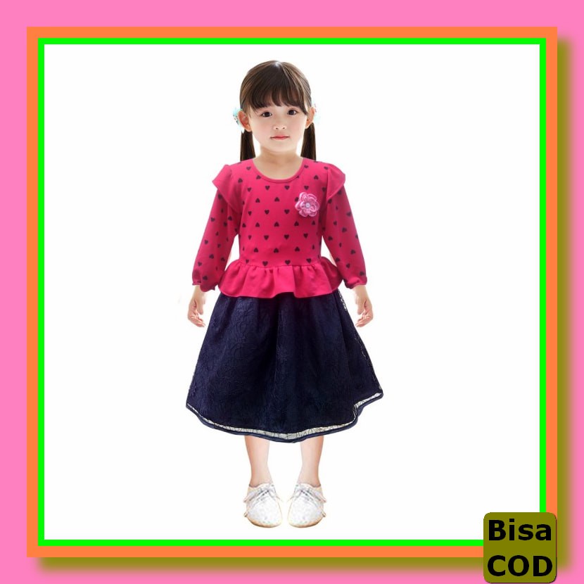 Baju Gaun Pesta Dress Pakaian Dres Drees Anak Perempuan Cewek Cew QQ653 Two Mix Baju Anak Perempuan