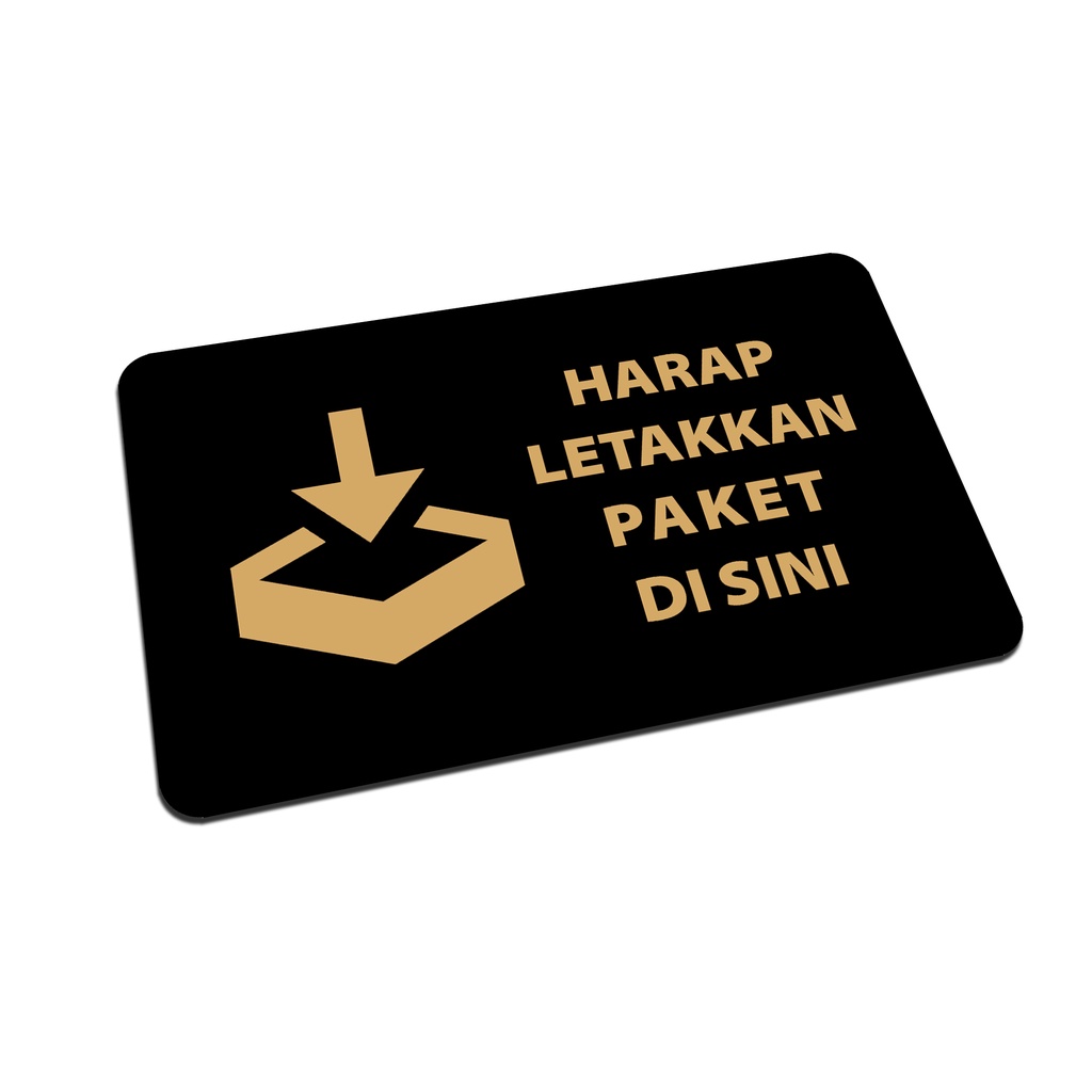 SIGN AKRILIK - HARAP LETAKKAN PAKET DI SINI - BAWAH - EMAS/HITAM 20x12