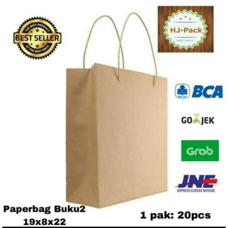 

Paper bag polos / tas kertas tali coklot / goodie bax tas shopping 20pcs tas