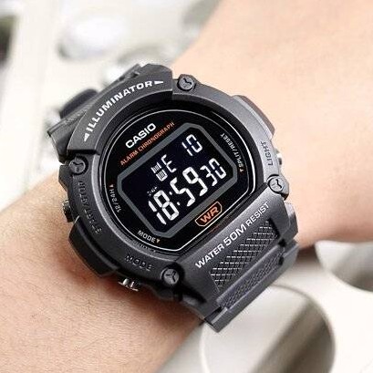 Casio Original W219H-1A / W-219H-1A 2A 8B Jam Tangan Pria Digital Karet Hitam