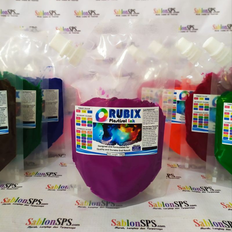 TINTA SABLON PLASTISOL RUBIX LILAC PURPLE UNGU LILAC 200GR