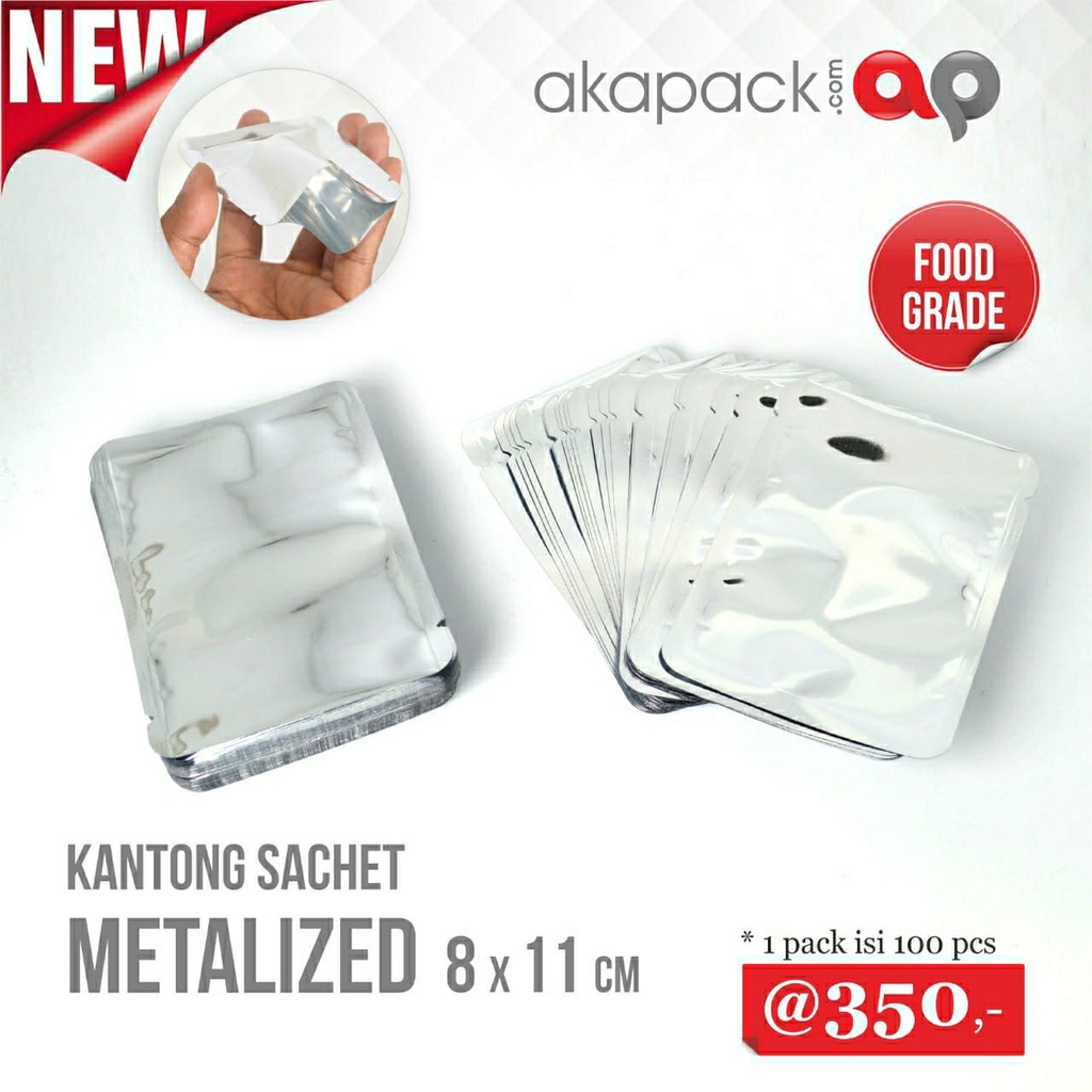 Jual  Kemasan Sachet Metalize 8x11 Non Ziplock / Kemasan Sachet kopi