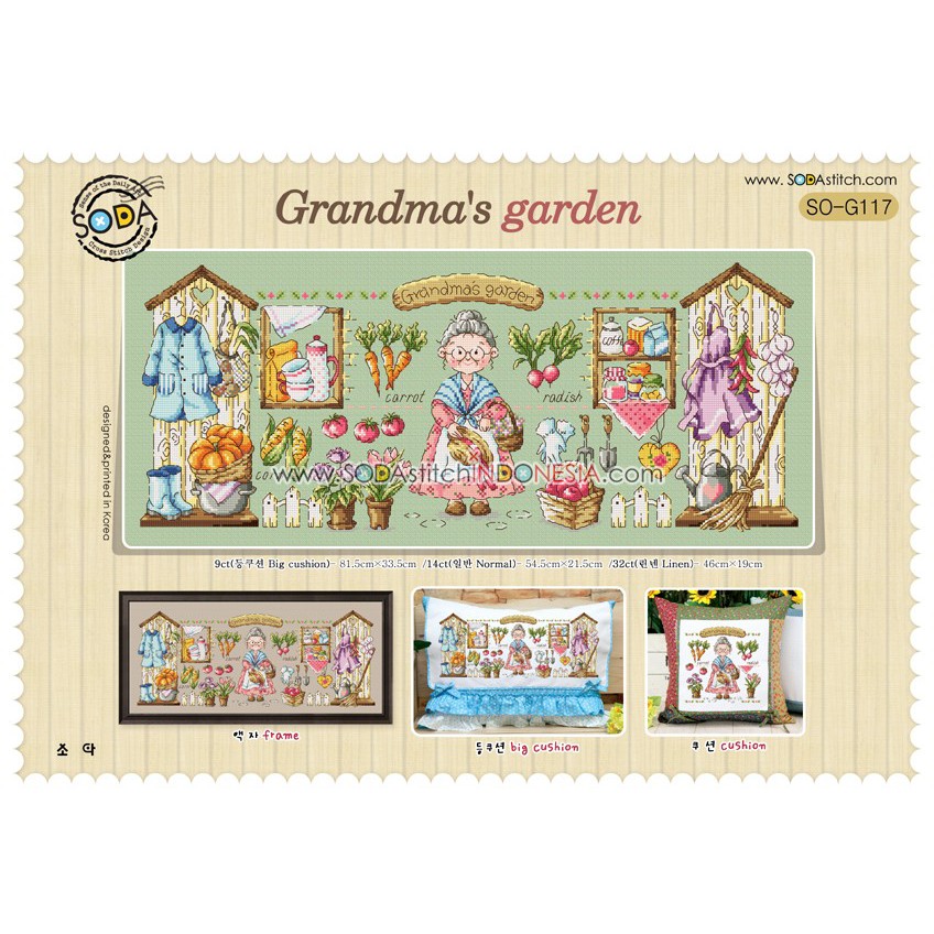 Paket DIY Craft Sulam Kristik Strimin Sodastitch SO-G117 - Grandma's Garden