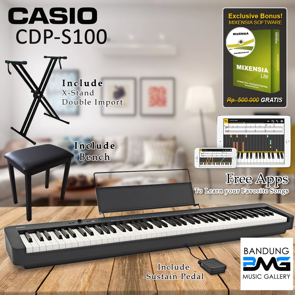 Casio CDP S100 + Kursi Slim Digital Piano / CDPS100 / CDP S 100