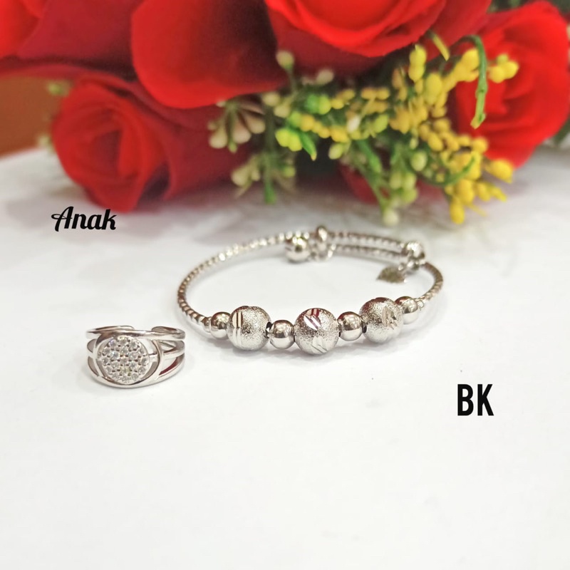 Gelang Tangan TITANIUM Anak Bola Free Cincin Anak Permata Zircon Gold dan Silver Perhiasan Anak