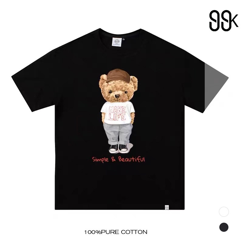 Cotton Printed Bear Atasan Kaos Sablon Musim Panas 2584 (S-XXXL)