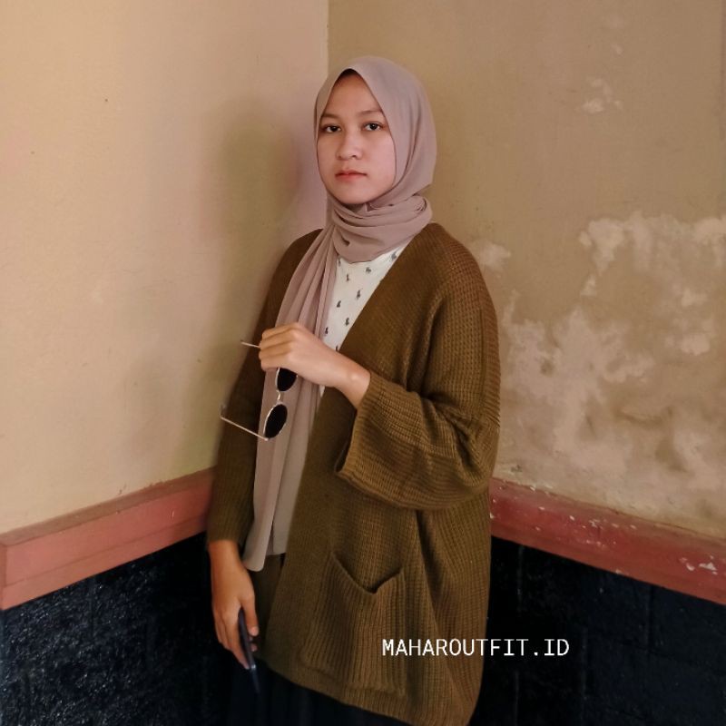CARDIGAN RAJUT TEBAL OVERSIZE / BEST SELLER!!-Bronze