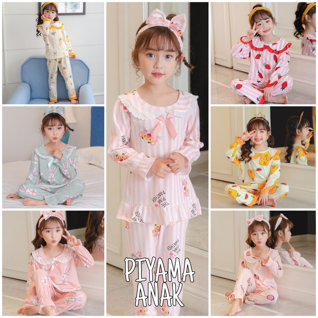 BAJU TIDUR ANAK KOREA / PIYAMA ANAK IMPORT / DASTER ANAK LENGAN PANJANG CELANA PANJANG IMPOR JUMBO