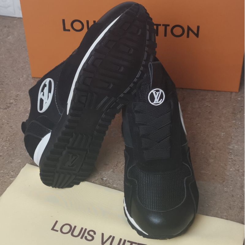 sepatu lv wanita sneaker run away hitam mirror quality shoes women Black lou is vuitton cewek