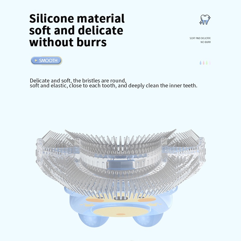 Sikat Gigi Bentuk U Bahan Silikon Untuk Anak Bayi S untuk 2-6 tahun L untuk 6-12 tahun
