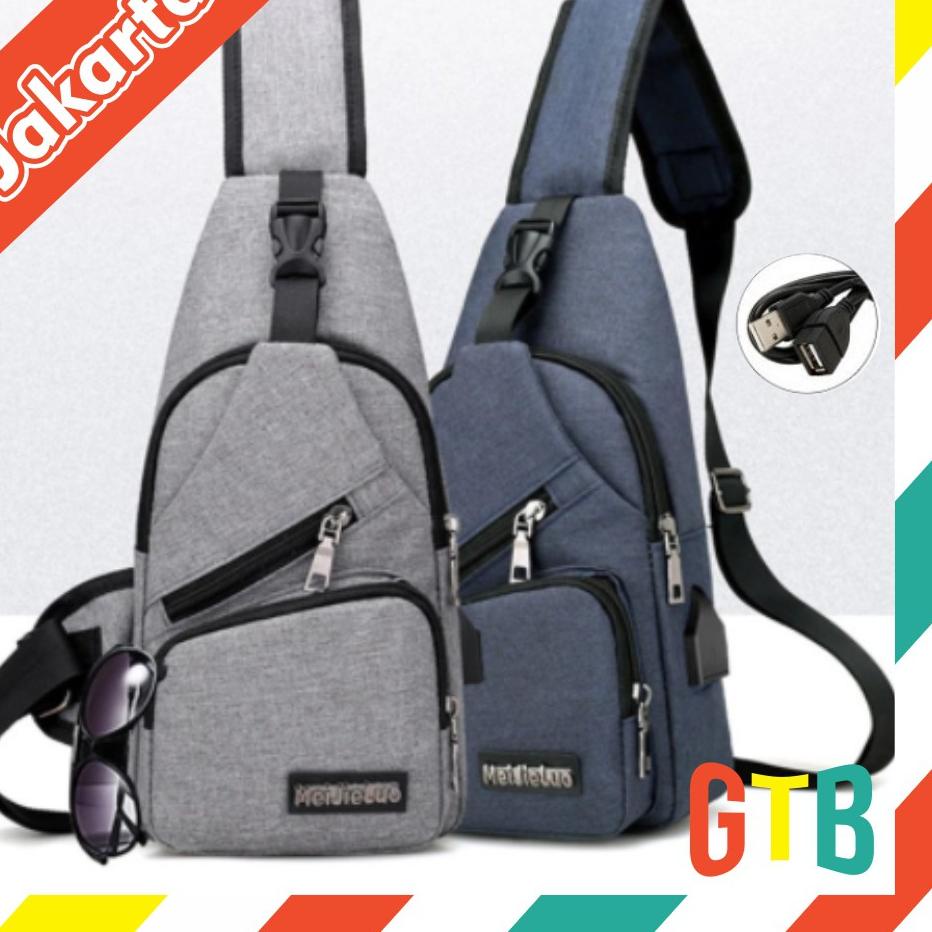 L2Z2 ❤️GTB❤️ P005 TAS USB Selempang Pria Slempang Sling Shoulder Bag Back Pack Travel Import Batam  